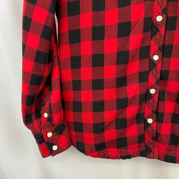 Buffalo Plaid Fleece Shacket Lined Shirt Jacket Red Black BC Clothing Women’s M - Picture 8 of 14